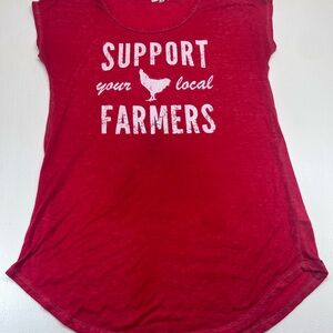 Maurices Red Graphic Tank Top with White Print